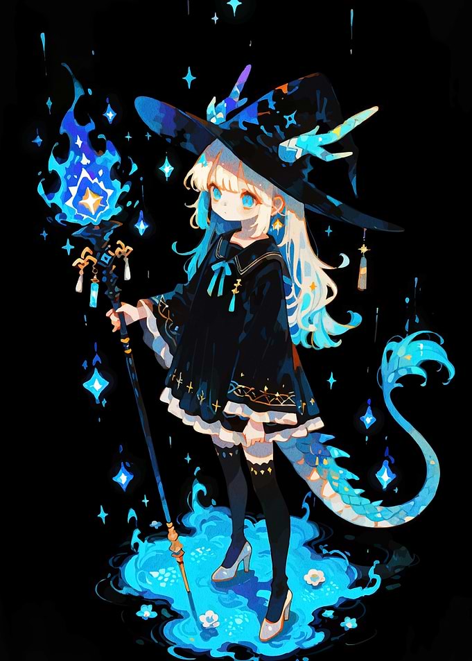 Anime Witch with Dragon Tail