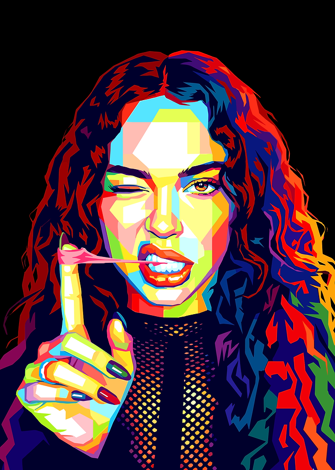 Colorful Portrait of Woman with Gum Katseye