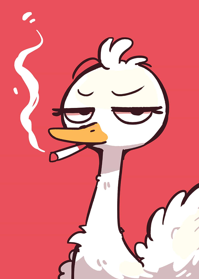 Smoking Duck Cartoon Character
