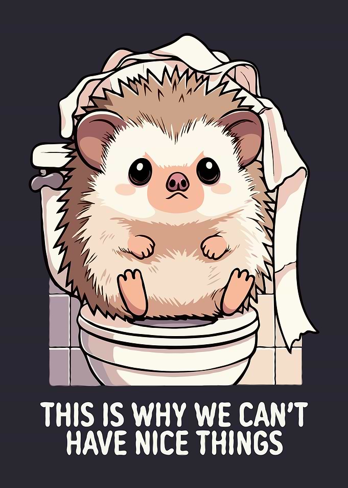 Hedgehog on Toilet with Toilet Paper v3