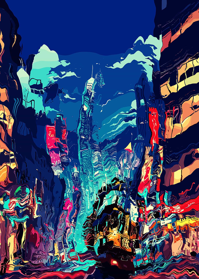 Abstract Cityscape with Vibrant Colors