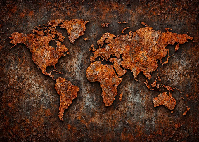 Rust Atlas: Industrial Grunge World Map