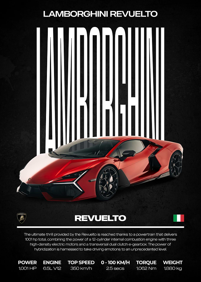 Lamborghini Revuelto Red Car Poster