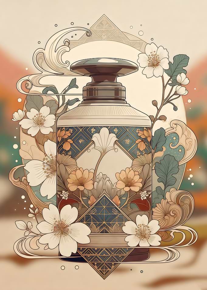Floral Bottle Art Nouveau Style