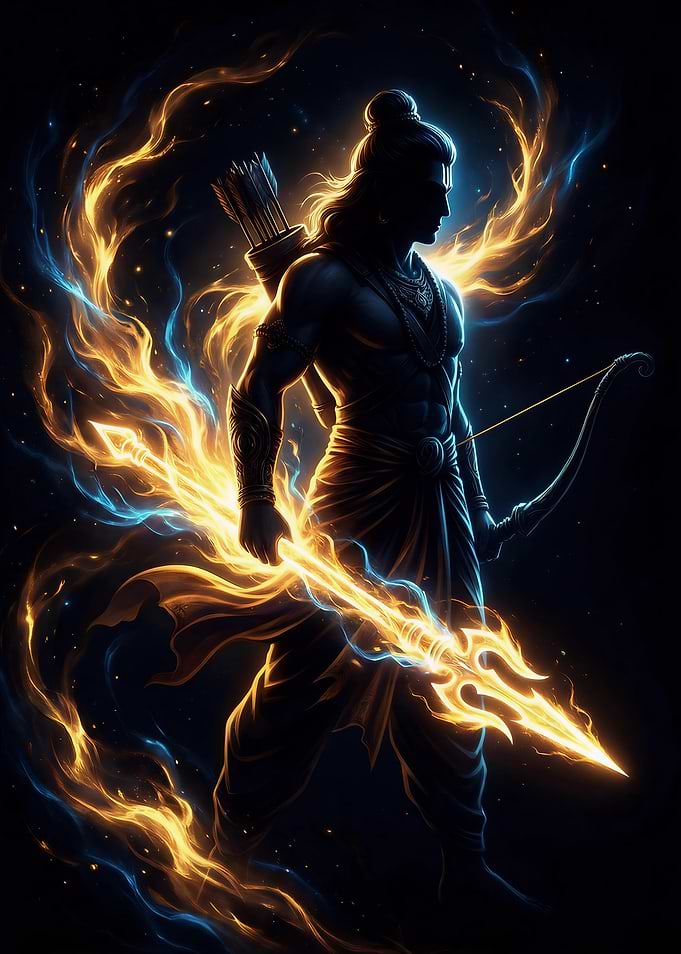 Divine Archer of Fire – Epic Mythological Warrior Art