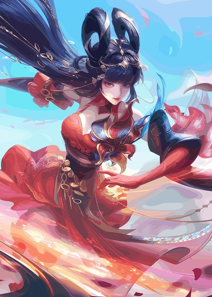 Elegant Woman in Red Dress Illustration