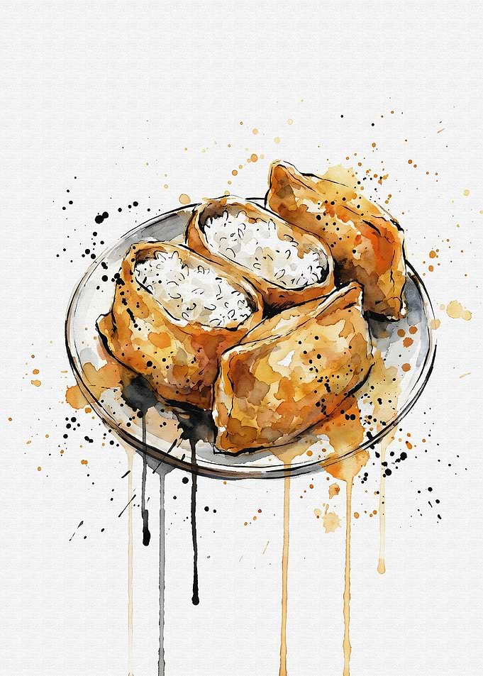 Inarizushi Watercolor Painting