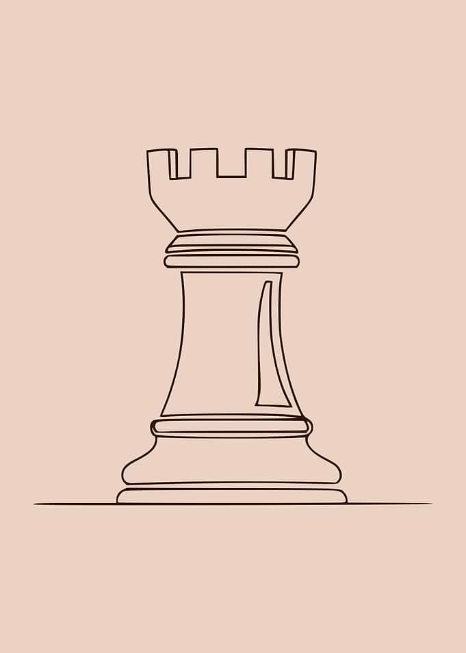 Chess Rook Minimalist Line Art (dark version)