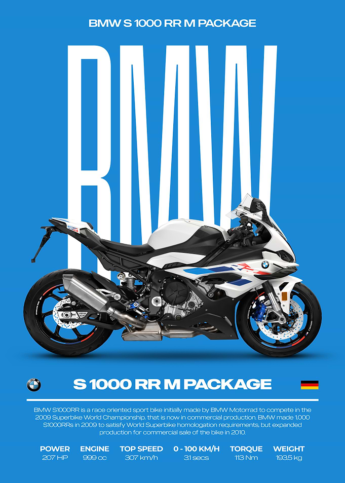 BMW S 1000 RR M Package Motorcycle Poster