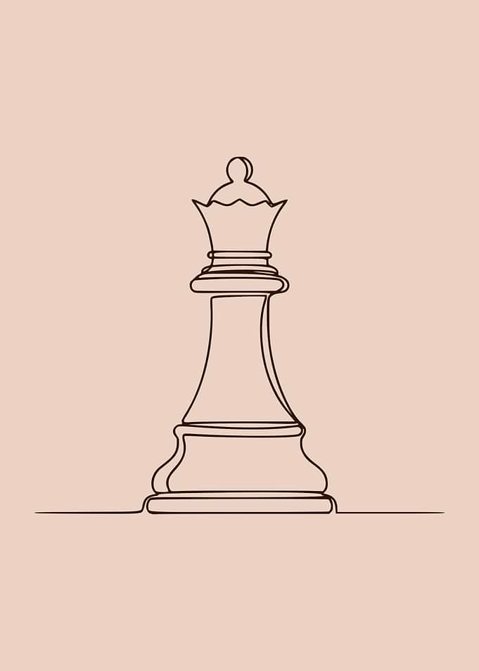 Chess Queen Minimalist Line Art (dark version)