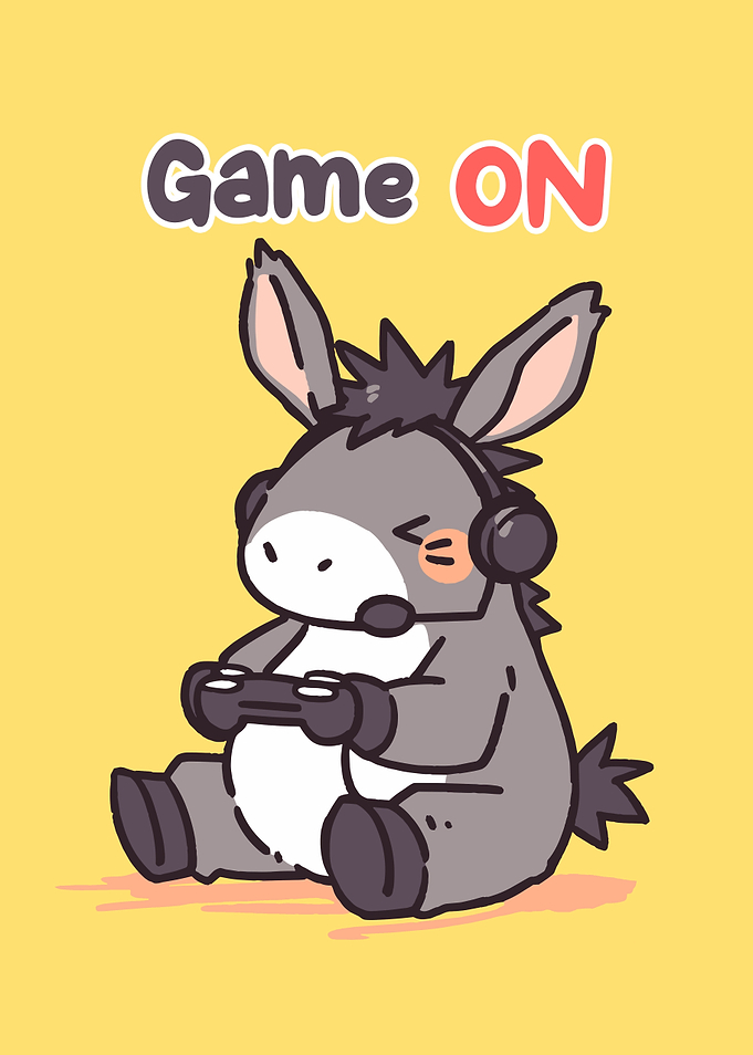 Game On Donkey Gamer Illustration