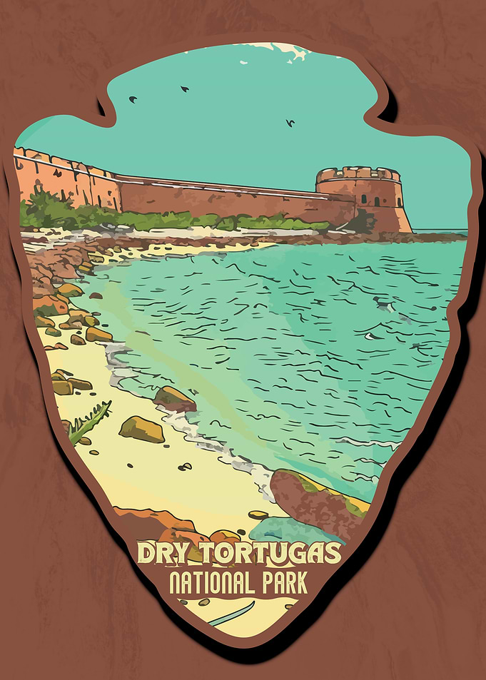 Vintage Dry Tortugas National Park, Retro National park, USA Dry Tortugas