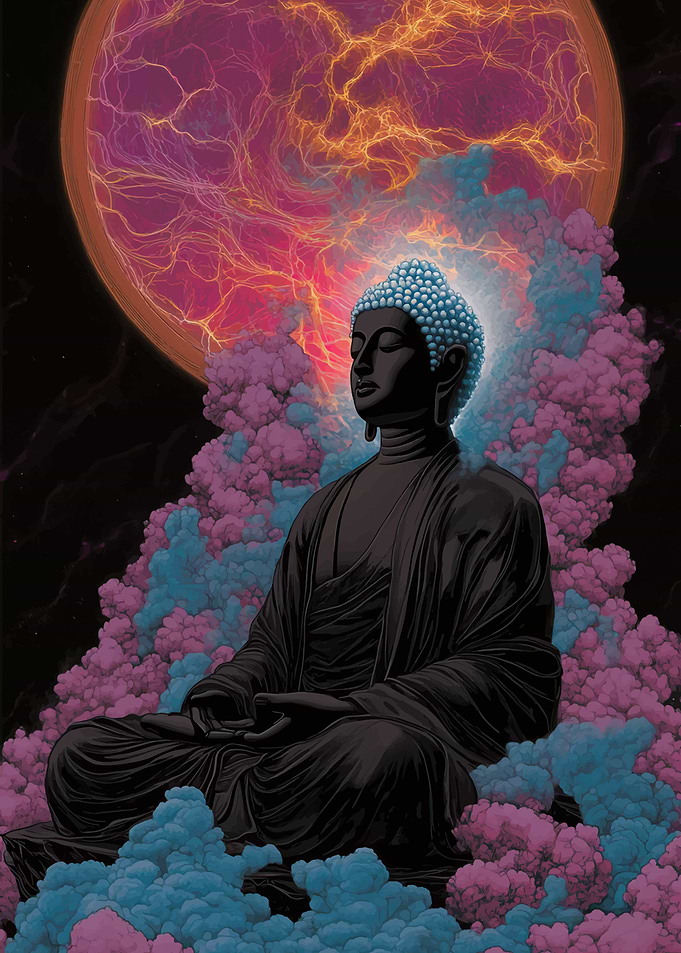 Meditating Buddha with Cosmic Background