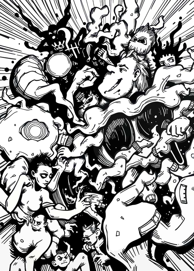 Monochrome Crowd Illustration