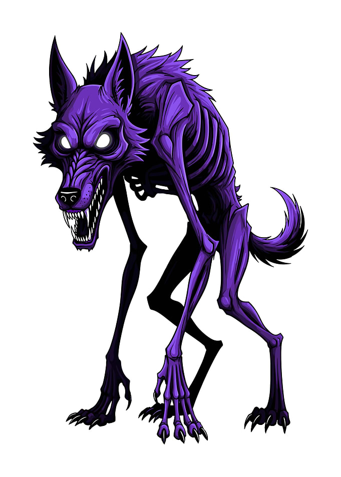 Purple Skeletal Wolf Creature Illustration