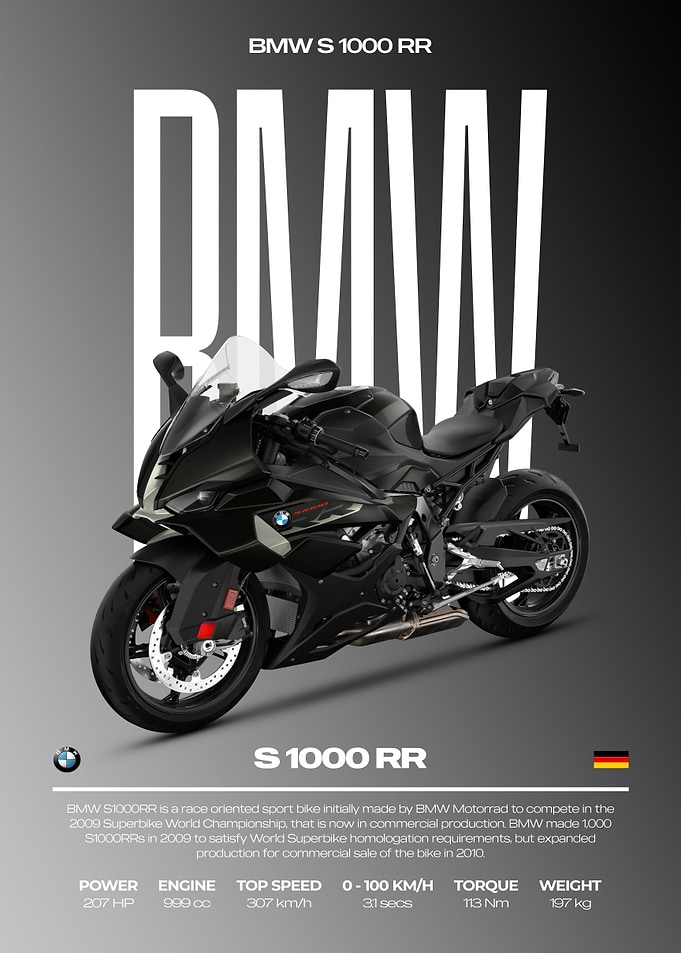 BMW S 1000 RR Motorcycle Poster