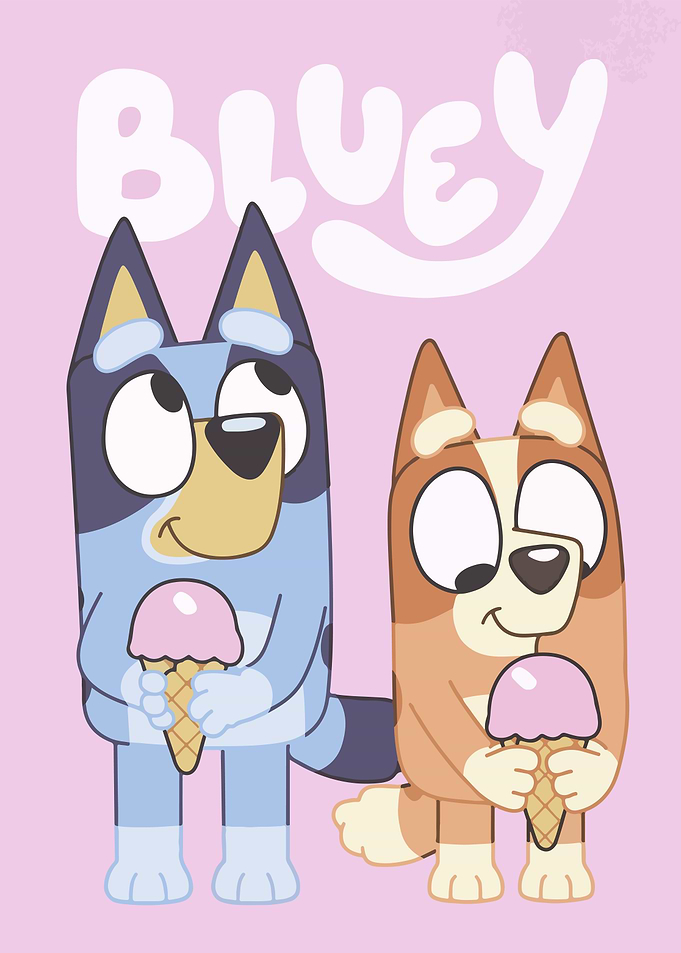 Bluey and Bingo with Ice Cream
