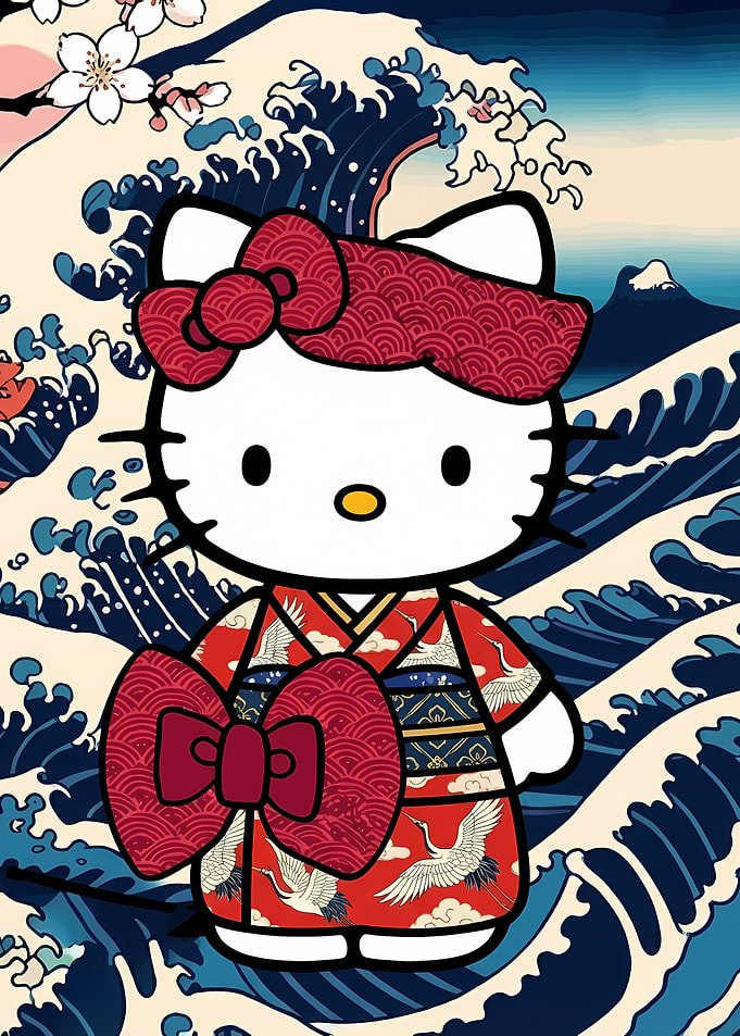 Hello Kitty Ukiyo-e Style