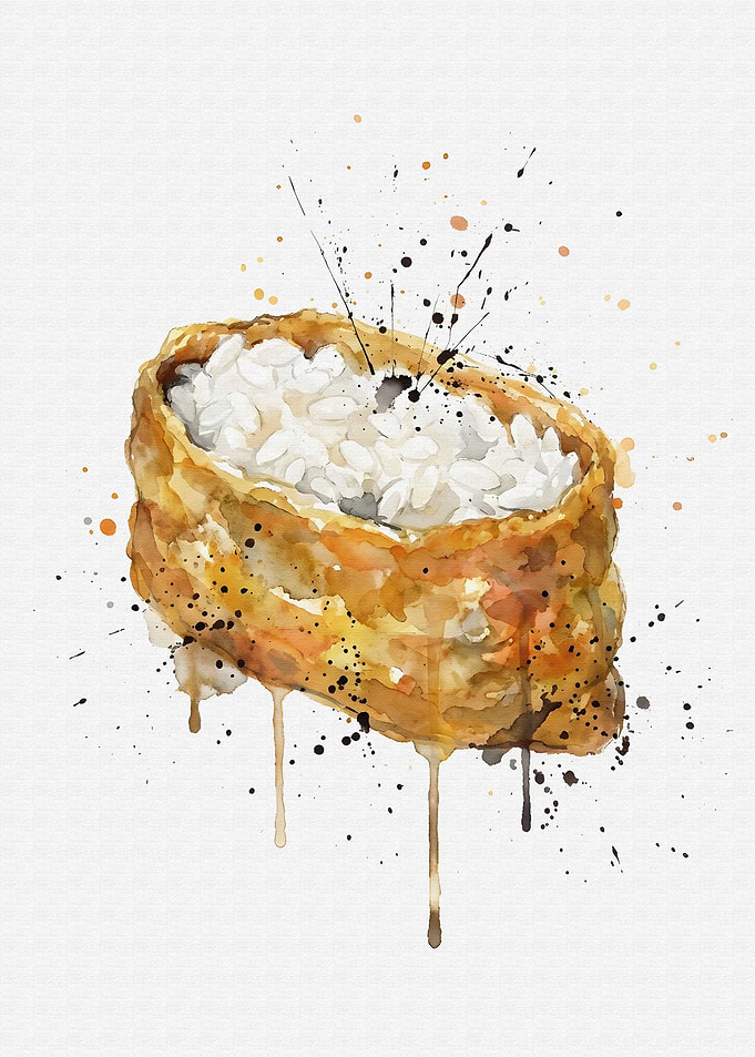 Inarizushi Watercolor Painting