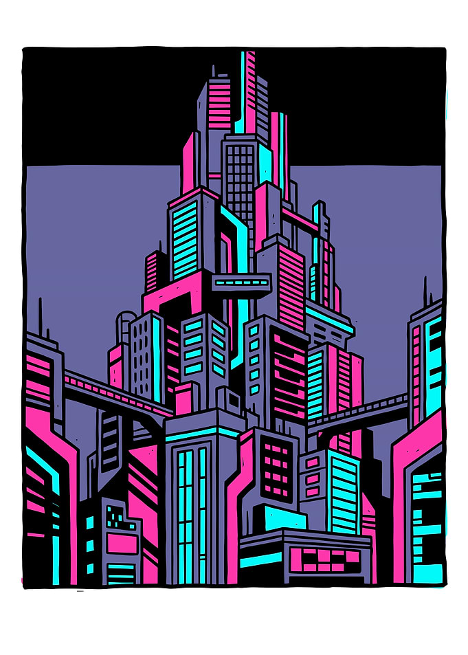 Cyberpunk Cityscape Illustration