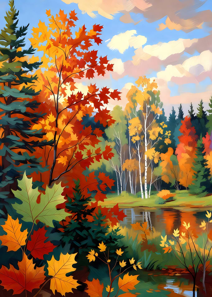 Autumn Forest Landscape Painting