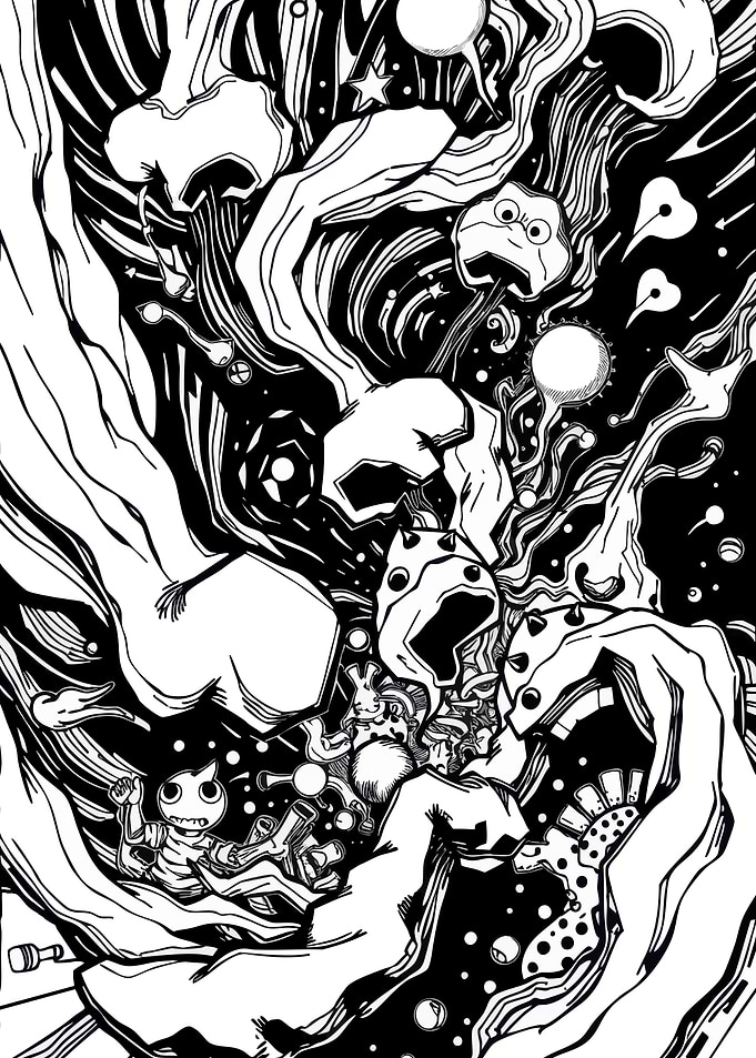 Monochrome Abstract Fantasy Illustration