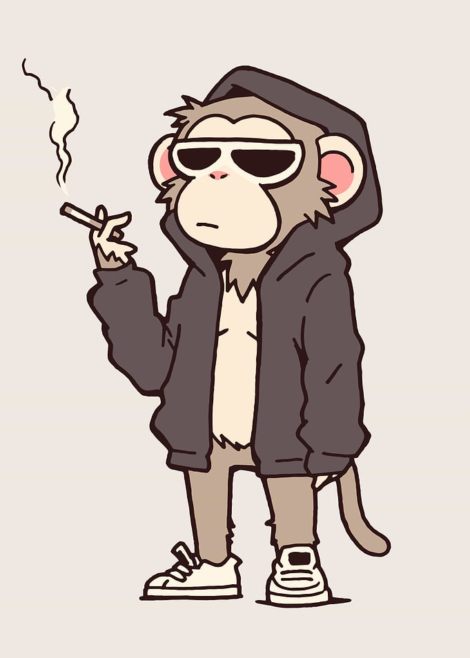 Cool Monkey with Hoodie and Sunglasses