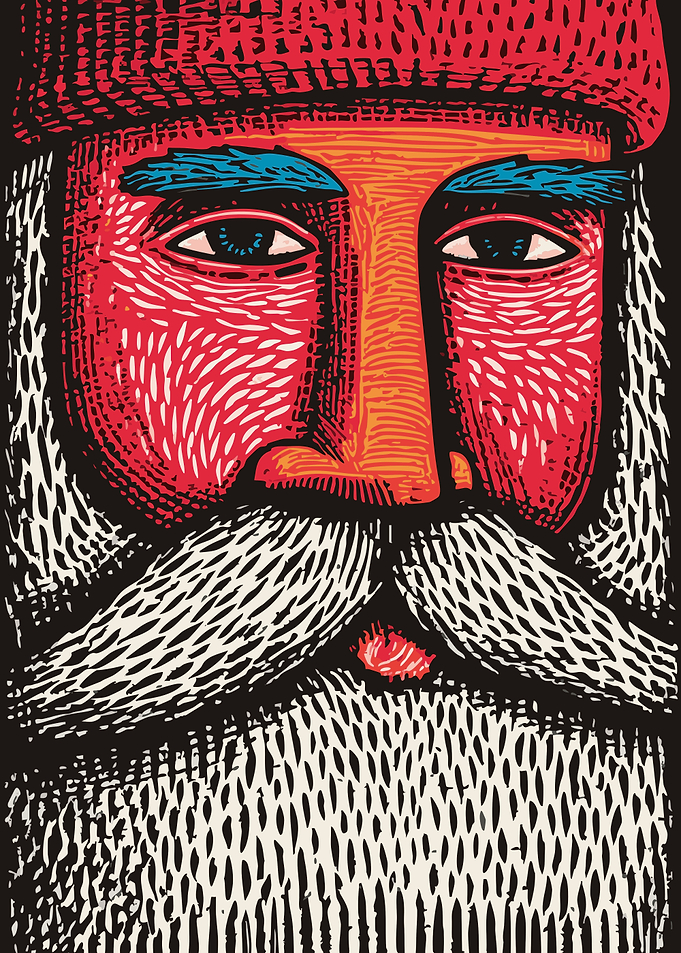 Linocut Santa - Merry Christmas