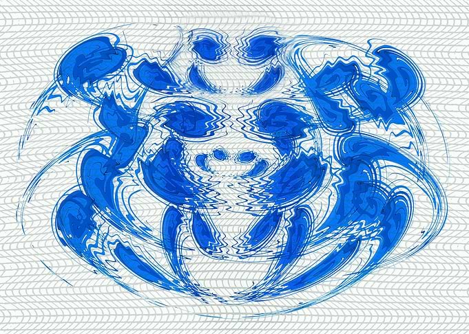Abstract Blue Crab Illustration 1AD