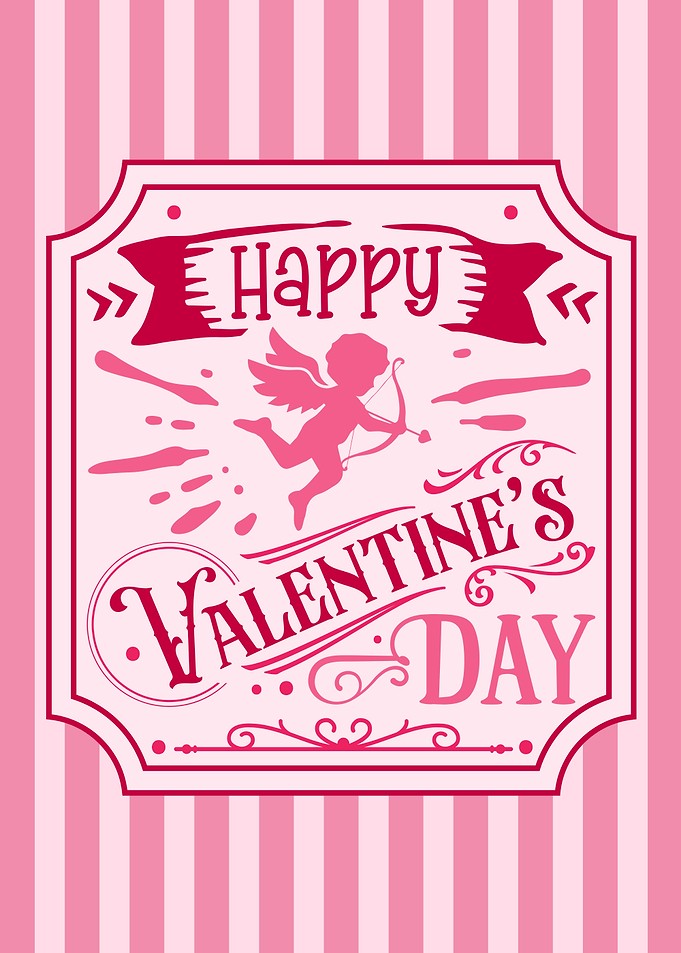 Happy Valentine's Day Pink Cupid