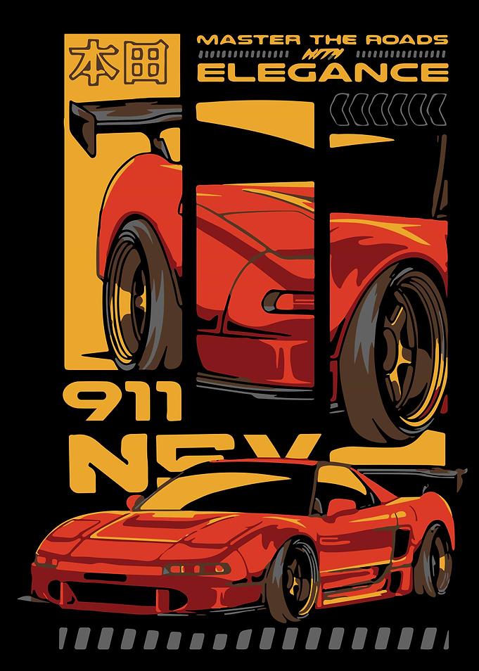 Red Sports Car Elegance Graphic