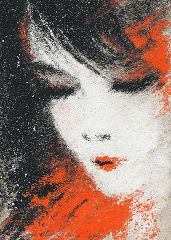 Abstract Portrait with Red and Black
