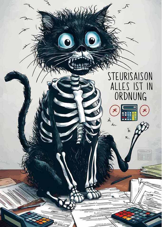 Tax Season Cat Cartoon