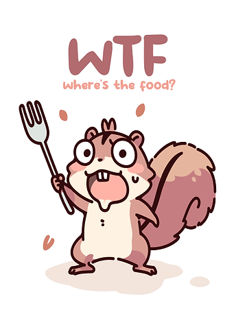 WTF Where's the Food? Squirrel Cartoon