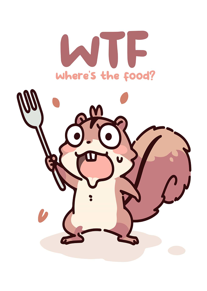 WTF Where's the Food? Squirrel Cartoon