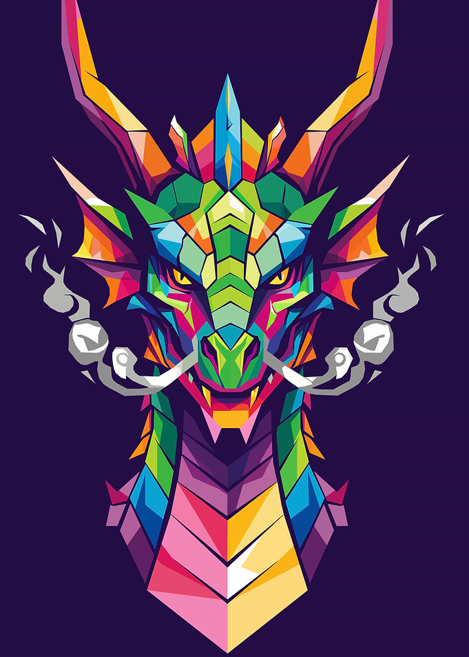 WPAP Dragon – Geometric Fantasy Art