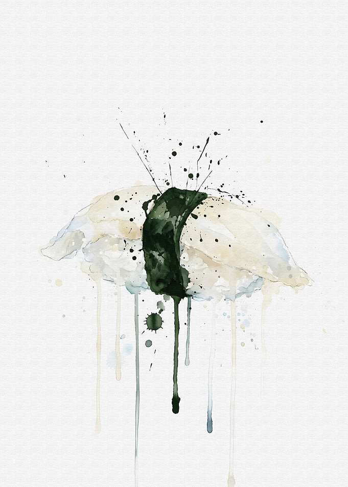 Watercolor Sushi Hirame Nigiri.
