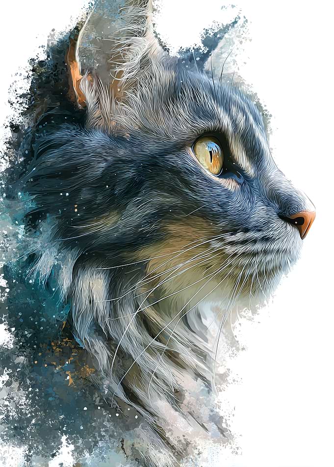 Watercolor Cat Portrait