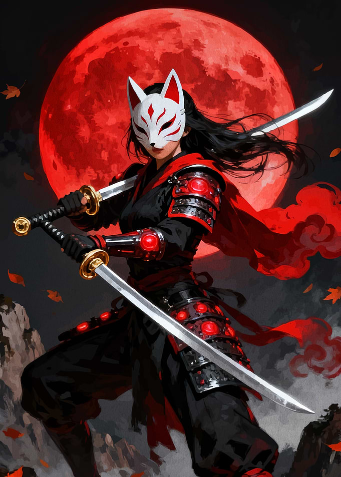 Fox Mask Warrior with Dual Swords
