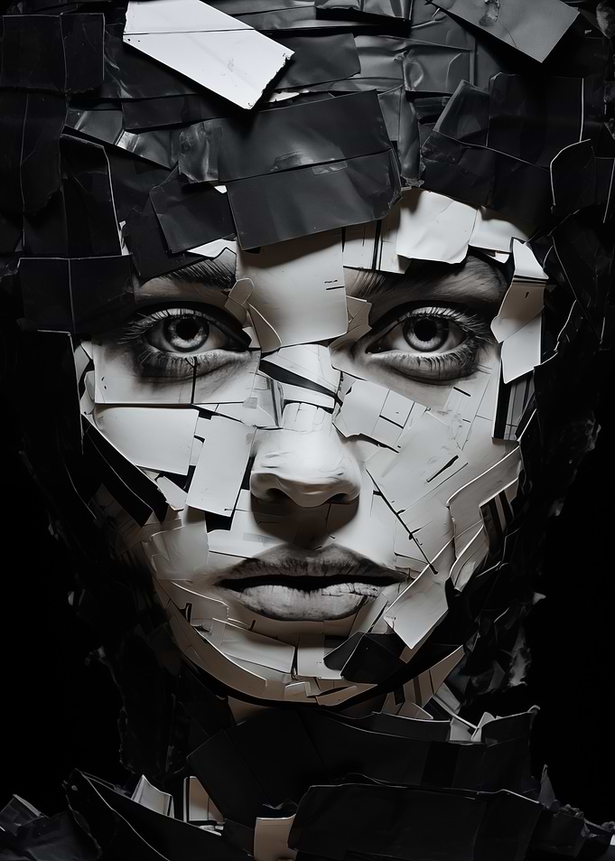 Fragmented Portrait in Black