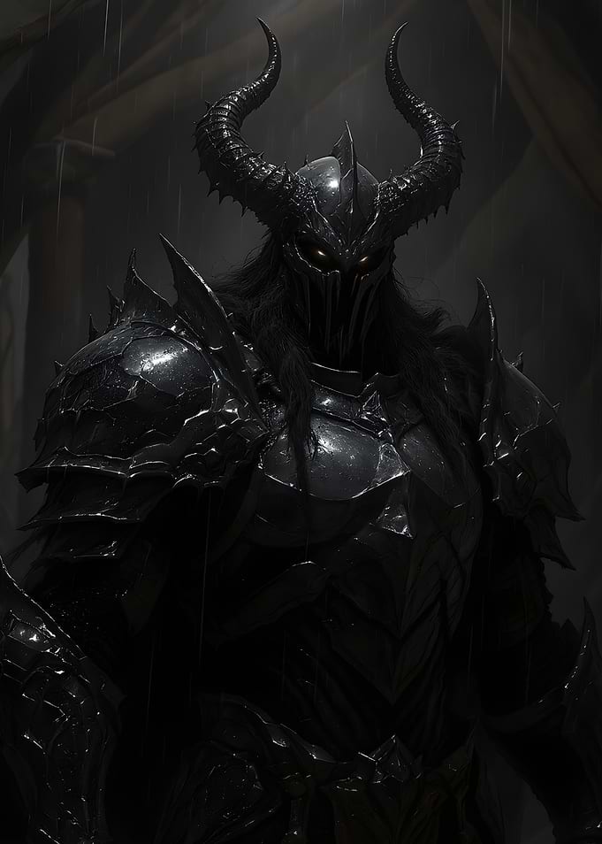 Dark Knight with Horned Helmet