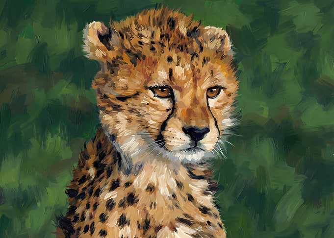 Cheetah Cub Portrait Painting