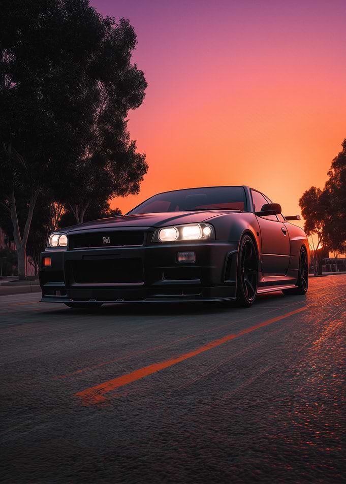 Nissan Skyline R34 at Sunset