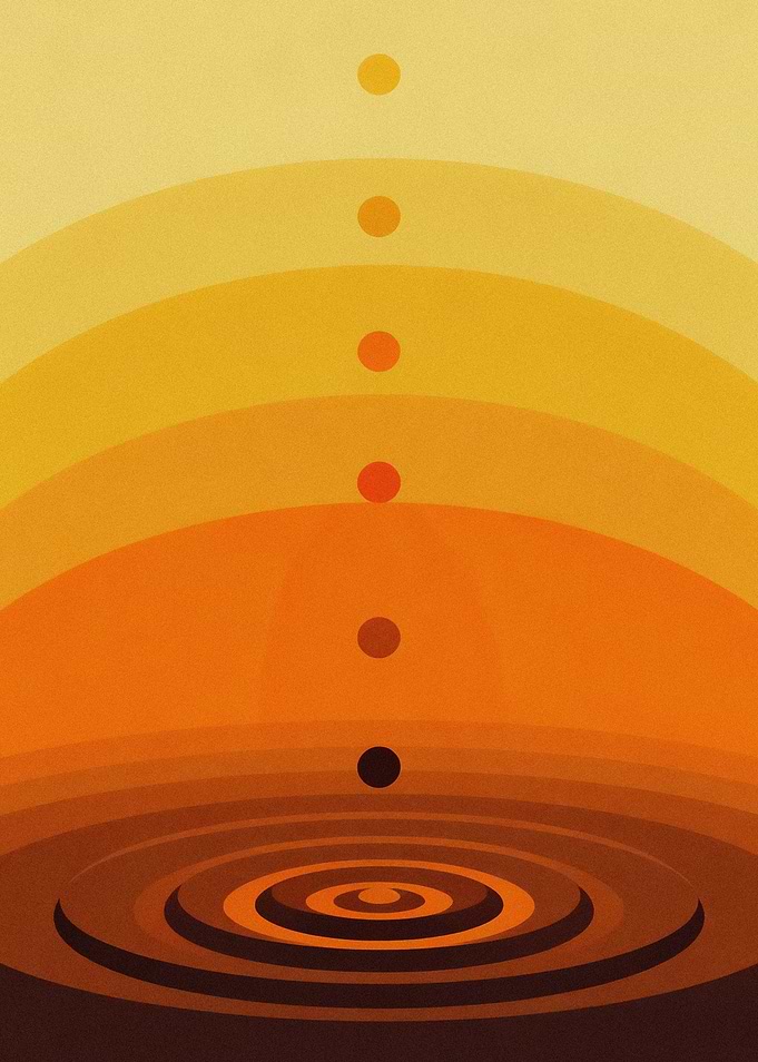 Abstract Minimalist Warm Sunset Art - Golden Zen Ripples