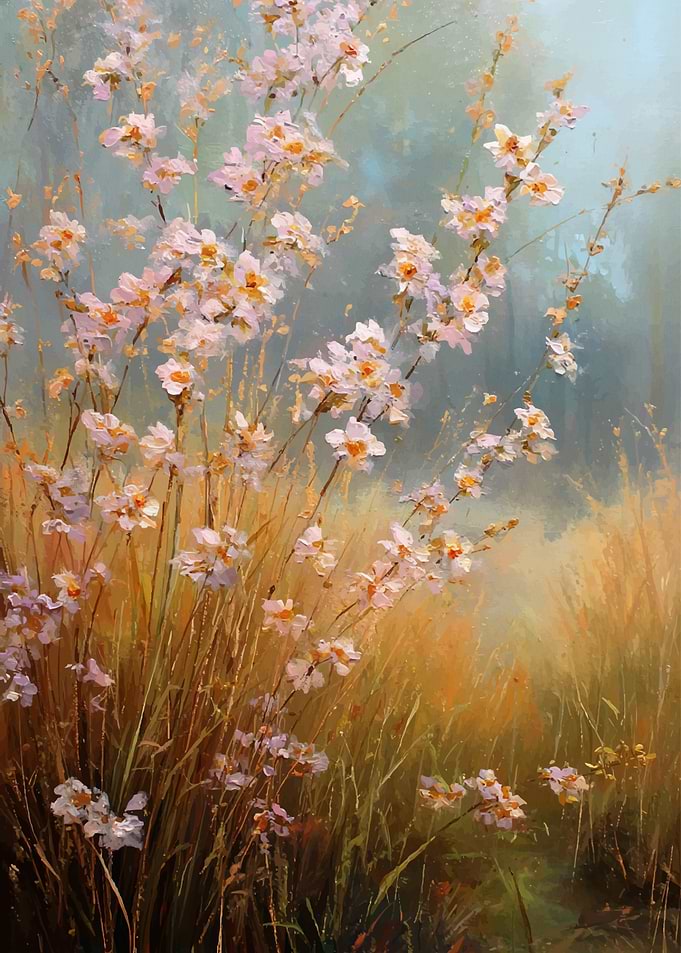 Floral Painting with White Blossoms