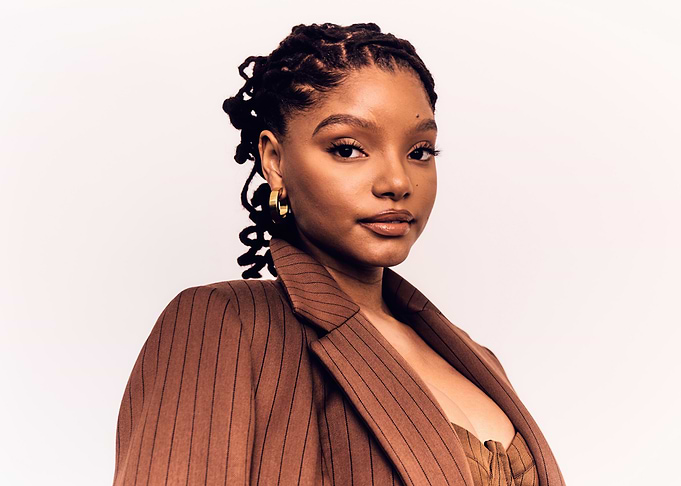Halle Bailey Portrait in Brown Suit