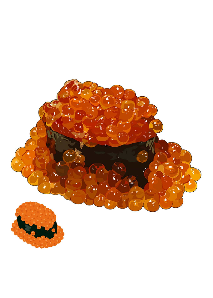 Ikura Sushi Illustration