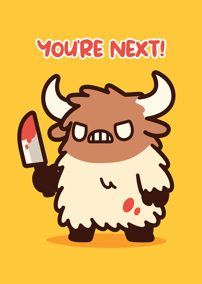 Cartoon Monster with Knife: You're Next!
