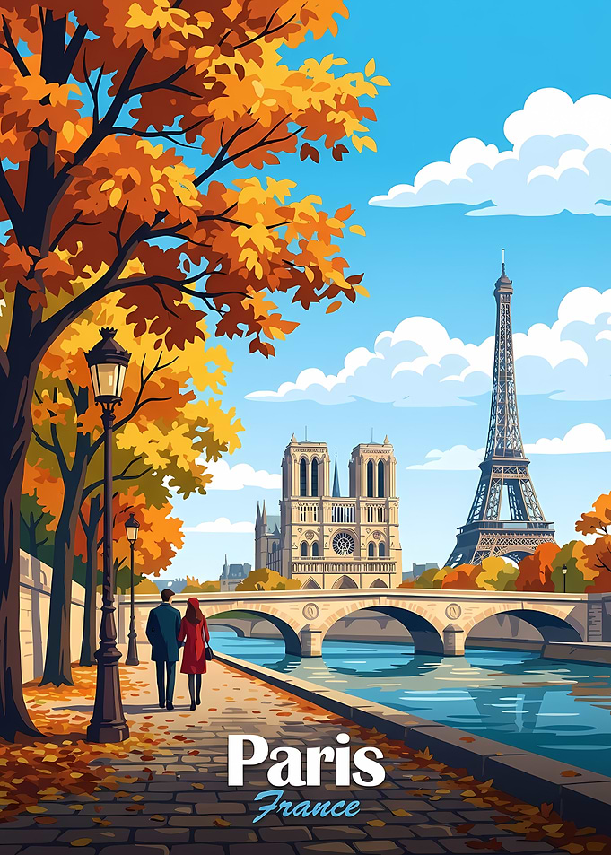 Paris, France Autumn Scene