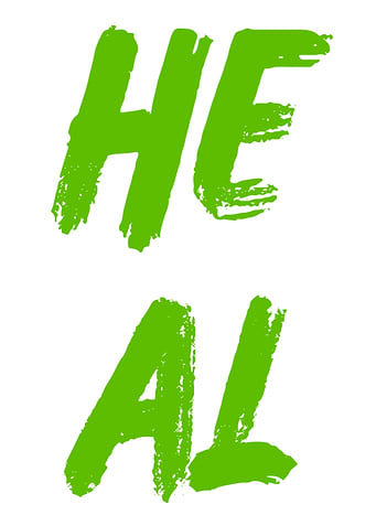 Green 'HEAL' Brushstroke Text